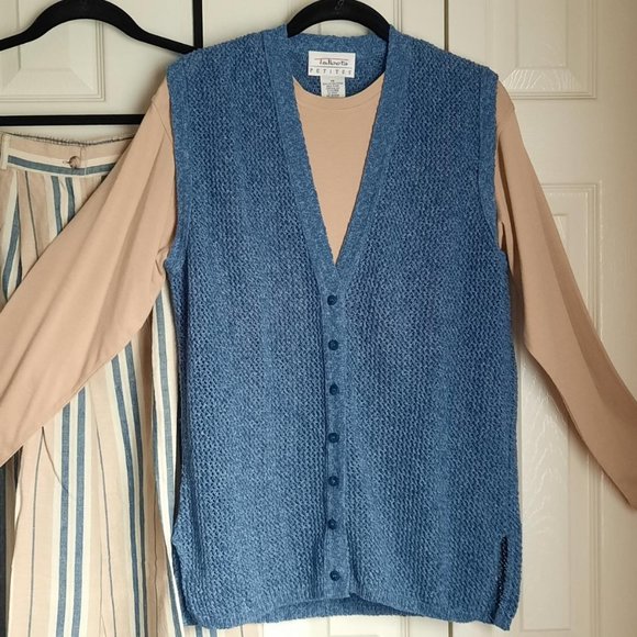 Talbots Petites Cotton Sleeveless Cardigan Sweater Vest Size Small P - Picture 2 of 6